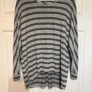 BKE Striped Lightweight Gray and Black Pullover Top